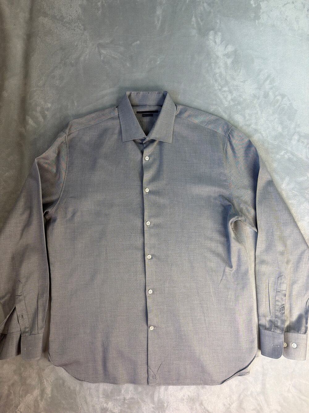 John Varvatos Slim Fit Dress Shirt Mens 16.5 34/35 Gray Button Up Long Sleeve L